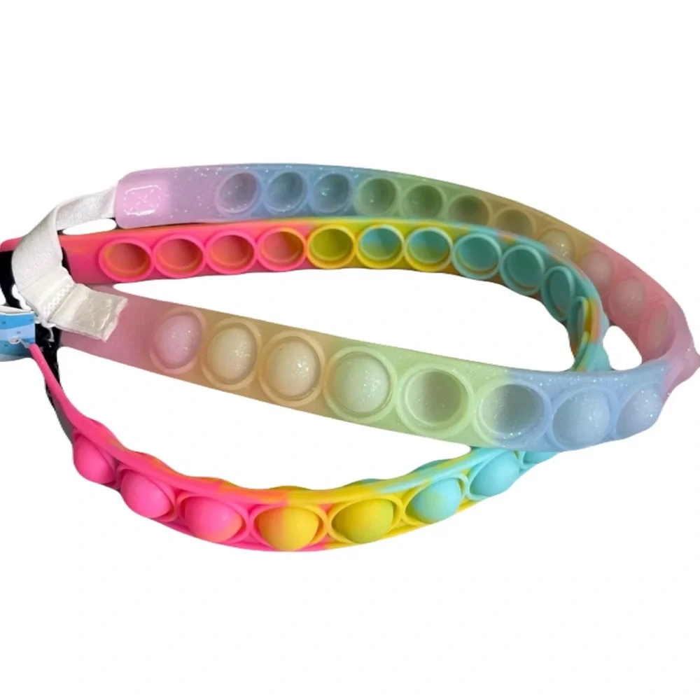 Pop It Girls Headbands Rainbow Glittery 2pc set NEW